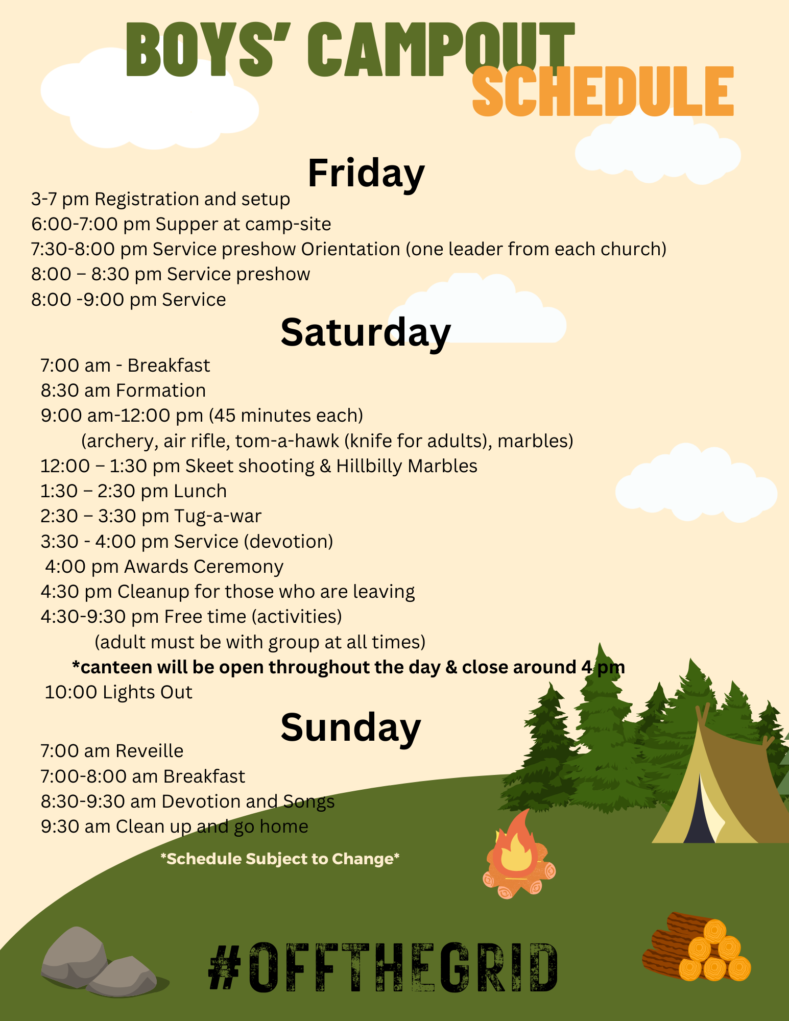 Men and Boys Campout South Carolina Church of God